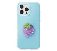 Custodia per iPhone 16 Pro Max con Motivo Uva in Rilievo 3D e Bordo Rialzato
