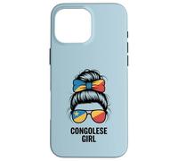 Custodia per iPhone 16 Pro Max Congolese Ragazza DR Congo Bandiera Nazionale Cheer Winner Match Mom