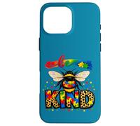 Custodia per iPhone 16 Pro Max Consapevolezza dell'autismo Be Kind - Cute Rainbow Bee Puzzle Awareness