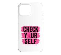 Custodia per iPhone 16 Pro Max Controlla te stesso nastro rosa consapevolezza del cancro al seno