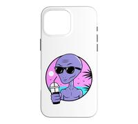 Custodia per iPhone 16 Pro Max Cool Alien Drinking Summer Juice Illustration Graphic Design