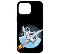Custodia per iPhone 16 Pro Max Cool Astronaut Riding a Launch Rocket Illustration