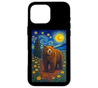 Custodia per iPhone 16 Pro Max Cool Bear in the Starry Night Painting Concept Graphic Art