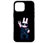Custodia per iPhone 16 Pro Max Cool Bunny Police Rabbit Rock On Animal Graphic Officer