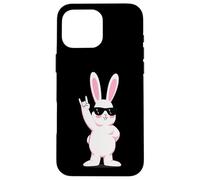Custodia per iPhone 16 Pro Max Cool Bunny Rock On Funny Rabbit Occhiali da sole Design