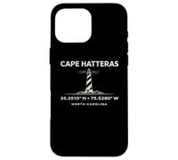 Custodia per iPhone 16 Pro Max Coordinate del faro di Cape Hatteras North Carolina