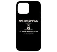Custodia per iPhone 16 Pro Max Coordinate del faro di Marthas Vineyard Massachusetts