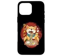 Custodia per iPhone 16 Pro Max Corgi-Dog Mangiare Ciotola di Ramen Pho Noodle Soup Giappone Kawaii