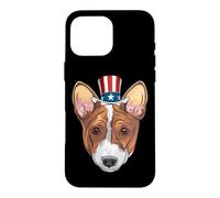 Custodia per iPhone 16 Pro Max Corgi Uncle Sam 4 luglio USA Dog Puppy