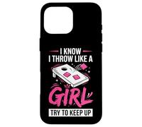Custodia per iPhone 16 Pro Max Cornhole Donne Signora Divertente Getto Come Una Ragazza Cerco Di Tenere Il Passo