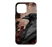 Custodia per iPhone 16 Pro Max Corvo gotico e fiori botanici scuri
