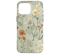 Custodia per iPhone 16 Pro Max Cottagecore botanico da giardino floreale con fiori selvatici verde salvia