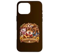 Custodia per iPhone 16 Pro Max Country& Western Capybara Shiba-Inu con chitarra Musica