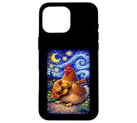 Custodia per iPhone 16 Pro Max Cozy Chicken Playing Guitar Whimsical Art Music Farmer Hen