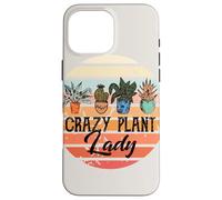 Custodia per iPhone 16 Pro Max Crazy Plant Lady Retro Tramonto Pianta D'appartamento Giardiniere Boho