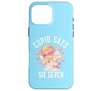 Custodia per iPhone 16 Pro Max Cupido dice sei sette 67 meme carino San Valentino umorismo pastello