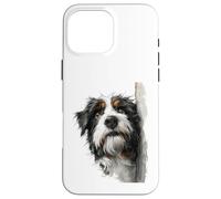 Custodia per iPhone 16 Pro Max Curioso cane soffice che sbircia Pup Art