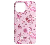 Custodia per iPhone 16 Pro Max Cute Axolotl Cherry Pattern For Girls Women Pink Strawberry