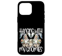 Custodia per iPhone 16 Pro Max Cute Bunny Gnome Easter Fun Graphic Hanging With My Gnomies