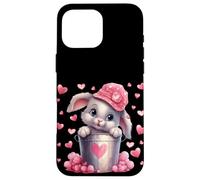 Custodia per iPhone 16 Pro Max Cute Bunny In Valentines Basket Hearts For Rabbit Mom