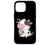 Custodia per iPhone 16 Pro Max Cute Cow Bubble Tea Kawaii Anime Cows Lover Girls
