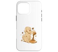 Custodia per iPhone 16 Pro Max Cute Dog Coffee Lover Funny Caffeine Design