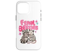Custodia per iPhone 16 Pro Max Cute Feral Besties Raccoon Opossum Art