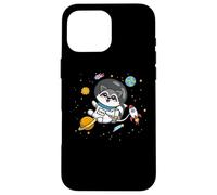 Custodia per iPhone 16 Pro Max Cute Funny Kawaii Cartoon Kids Astronaut Space Raccoon Lover