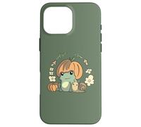 Custodia per iPhone 16 Pro Max Cute Kawaii Fall Cottagecore Aesthetic Frog With Pumpkin