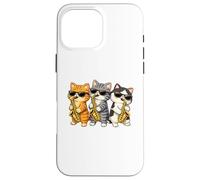 Custodia per iPhone 16 Pro Max Cute Kawaii Kitten Saxophone Trio Music Lovers