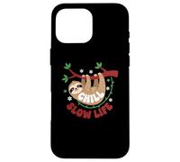 Custodia per iPhone 16 Pro Max Cute Sloth Sleeping on a Tree Branch Lazy Relax