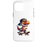 Custodia per iPhone 16 Pro Max Cute T-Rex Skateboard Baby Dinosaur Cartoon for Kids