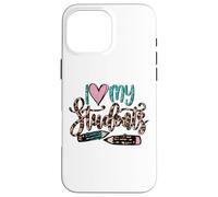 Custodia per iPhone 16 Pro Max Cute Teacher Leopard Decor For Women I Love My Students