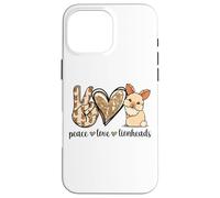 Custodia per iPhone 16 Pro Max Cute Womens Girls Kawaii Peace Love Lionhead Rabbit Lover