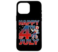 Custodia per iPhone 16 Pro Max Dabbing Uncle Sam America Flag Patriotic 4th of July