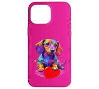 Custodia per iPhone 16 Pro Max Dachshund Shirt - Colorful Dachshund Heart Graphic