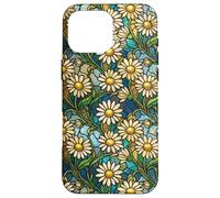 Custodia per iPhone 16 Pro Max Daisy Vintage Wildflower Stained Mosaico Floreale