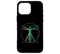 Custodia per iPhone 16 Pro Max DaVinci Vitruvian Uomo con UFO UAP Alien Science Design