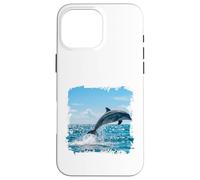 Custodia per iPhone 16 Pro Max Delfino oceano che salta le onde marine scena della fauna selvatica design