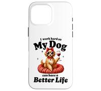 Custodia per iPhone 16 Pro Max Design divertente per gli amanti dei cani con grafica del vino