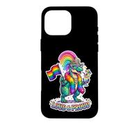 Custodia per iPhone 16 Pro Max Dino Q'ueen arcobaleno forte e orgoglioso