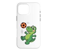 Custodia per iPhone 16 Pro Max Dinosauro che gioca a calcio dinosauri per bambini