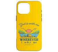 Custodia per iPhone 16 Pro Max Dio è con me ovunque io possa andare - Giosuè 1:9 Retro Camping