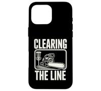 Custodia per iPhone 16 Pro Max Disco Golf Clearing The Line Chainsaw Disc Giocatore di golf