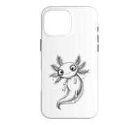 Custodia per iPhone 16 Pro Max Disegno disegnato a mano carino Axolotl Doodle Line Art Pet Drawing