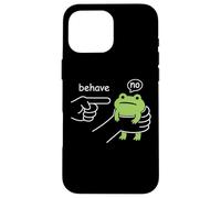 Custodia per iPhone 16 Pro Max Dishonest Frog Behave No Funny Frog Meme Cartoon Men Women