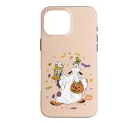 Custodia per iPhone 16 Pro Max Disney Goofy Halloween Ghost Trick-or-Treat Icons
