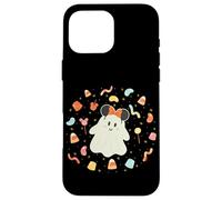 Custodia per iPhone 16 Pro Max Disney Halloween Minnie Mouse Ears Cute Ghost Candy Treats