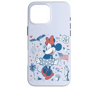 Custodia per iPhone 16 Pro Max Disney Minnie Mouse USA Americana Collage 4th of July 250th
