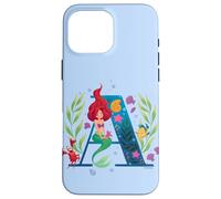Custodia per iPhone 16 Pro Max Disney Princess Alfabeto Monogramma Sirena Lettera A per Ariel